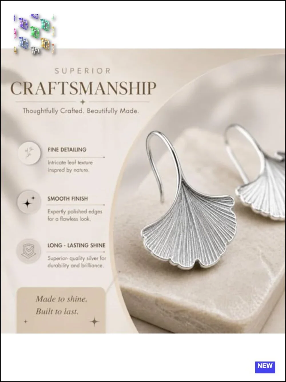 925 Sterling Silver Ginkgo Leaf Dangle Stud Earrings
